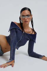 Tribeca Blue Ribbed Off The Shoulder Knit | Dress In Beauty Tribeca Blue Ribbed Off The Shoulder Knit | Dress In Beauty