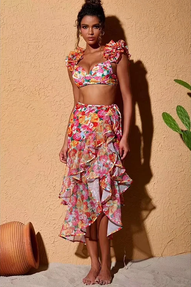 3D Floral Print Swimsuit & Skirt Set | Dress In Beauty 3D Floral Print Swimsuit & Skirt Set | Dress In Beauty