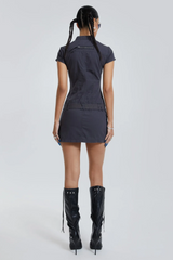Belted Cargo Mini Dress In Grey | Dress In Beauty Belted Cargo Mini Dress In Grey | Dress In Beauty