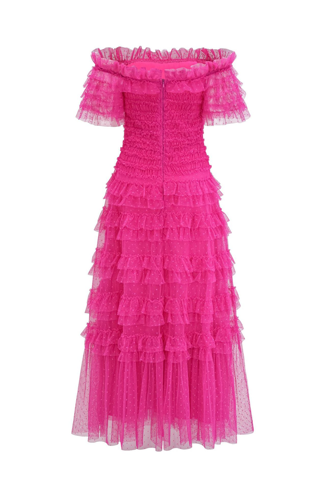 Off Shoulder Dotted Tulle Maxi Dress | Dress In Beauty Off Shoulder Dotted Tulle Maxi Dress | Dress In Beauty