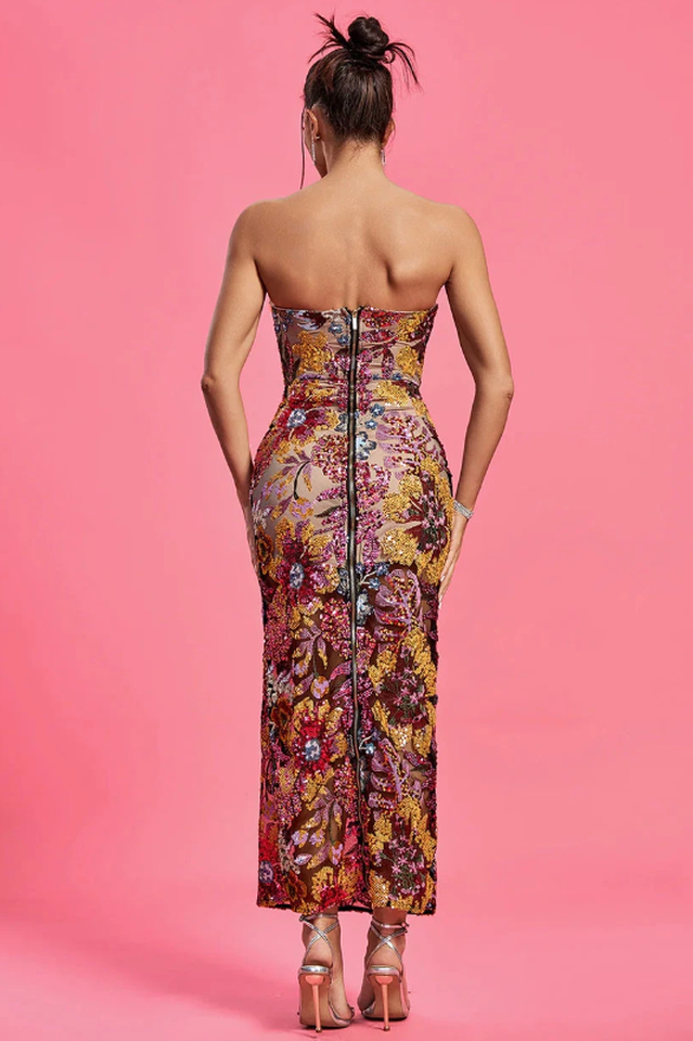 Kamames Strapless Floral Sequined Maxi Dress | Dress In Beauty Kamames Strapless Floral Sequined Maxi Dress | Dress In Beauty