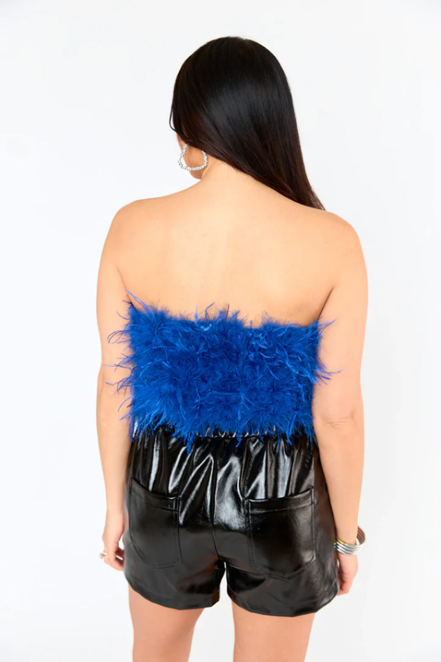 Fancy Strapless Feather Crop Top | Dress In Beauty Fancy Strapless Feather Crop Top | Dress In Beauty