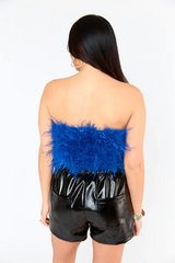 Fancy Strapless Feather Crop Top | Dress In Beauty Fancy Strapless Feather Crop Top | Dress In Beauty