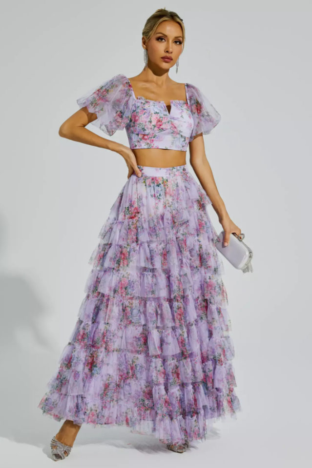 Braylee Purple Floral Ruched Set | Dress In Beauty Braylee Purple Floral Ruched Set | Dress In Beauty