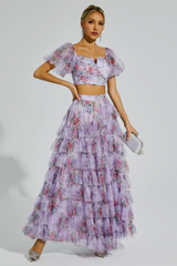 Braylee Purple Floral Ruched Set | Dress In Beauty Braylee Purple Floral Ruched Set | Dress In Beauty