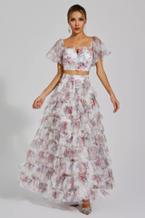 Braylee Purple Floral Ruched Set | Dress In Beauty Braylee Purple Floral Ruched Set | Dress In Beauty