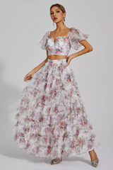 Braylee Purple Floral Ruched Set | Dress In Beauty Braylee Purple Floral Ruched Set | Dress In Beauty