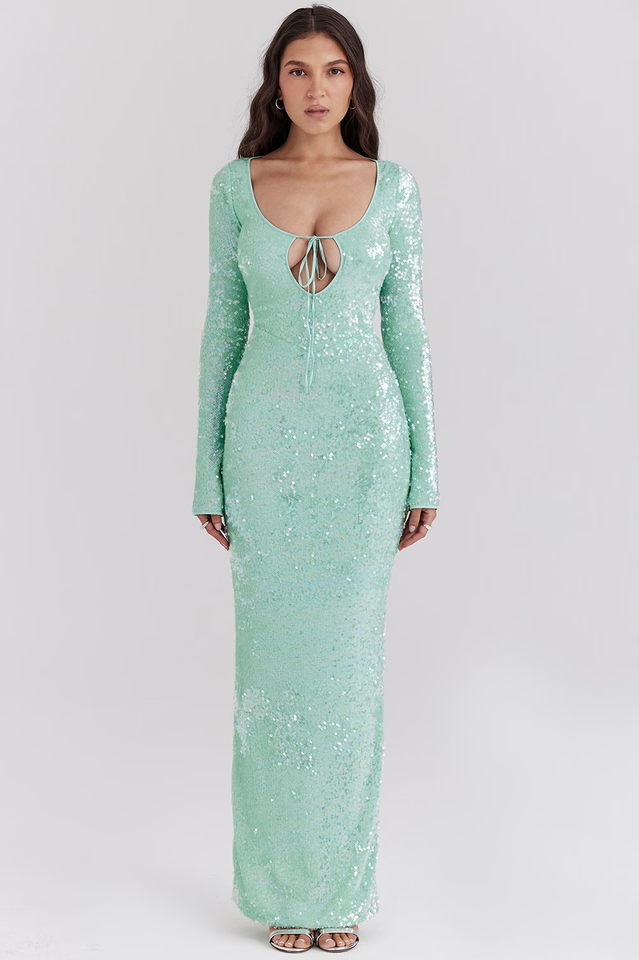 Titania Seafoam Sequin Maxi Gown | Dress In Beauty Titania Seafoam Sequin Maxi Gown | Dress In Beauty