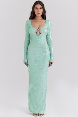 Titania Seafoam Sequin Maxi Gown | Dress In Beauty Titania Seafoam Sequin Maxi Gown | Dress In Beauty
