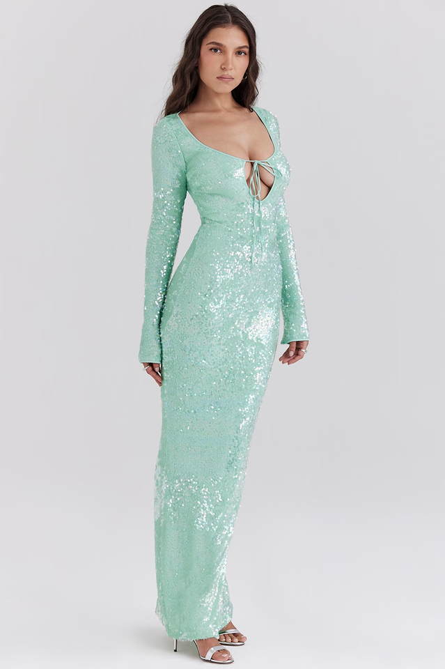 Titania Seafoam Sequin Maxi Gown | Dress In Beauty Titania Seafoam Sequin Maxi Gown | Dress In Beauty