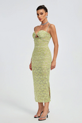 Lace Floral Crystal Chain Bustier Midi Dress | Dress In Beauty Lace Floral Crystal Chain Bustier Midi Dress | Dress In Beauty