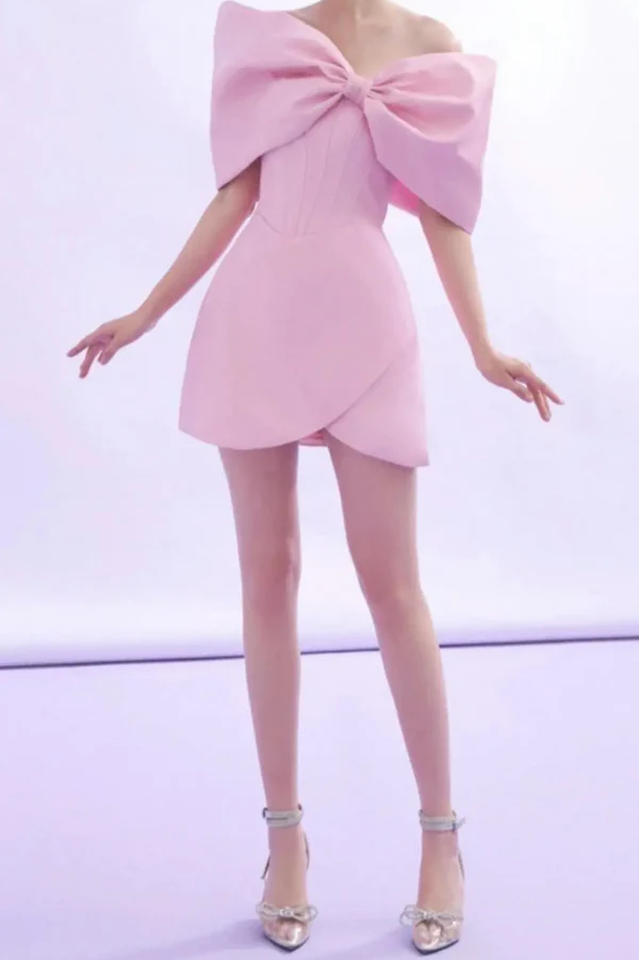 Adah Pink Bowknot Mini Corset Dress | Dress In Beauty Adah Pink Bowknot Mini Corset Dress | Dress In Beauty