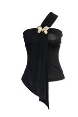 Black Draped Top With An Asymmetrical Cut | Dress In Beauty Black Draped Top With An Asymmetrical Cut | Dress In Beauty