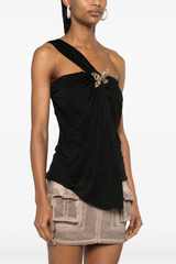 Black Draped Top With An Asymmetrical Cut | Dress In Beauty Black Draped Top With An Asymmetrical Cut | Dress In Beauty