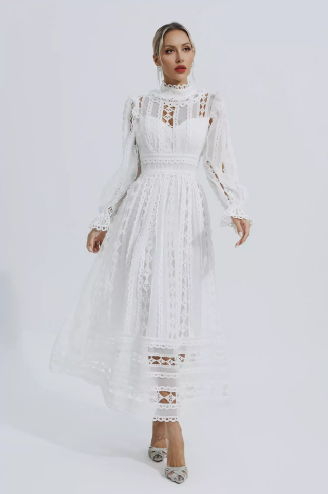 Mariam Hollow Lace Long Sleeve Dress | Dress In Beauty Mariam Hollow Lace Long Sleeve Dress | Dress In Beauty