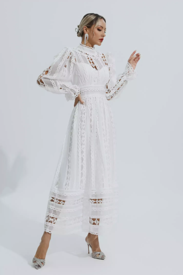 Mariam Hollow Lace Long Sleeve Dress | Dress In Beauty Mariam Hollow Lace Long Sleeve Dress | Dress In Beauty