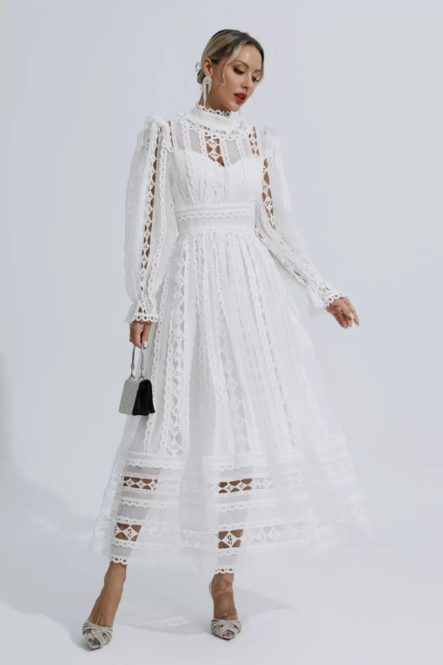 Mariam Hollow Lace Long Sleeve Dress | Dress In Beauty Mariam Hollow Lace Long Sleeve Dress | Dress In Beauty
