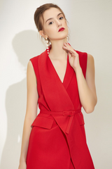 Sleeveless High Waist Patchwork Belt Dress | Dress In Beauty Sleeveless High Waist Patchwork Belt Dress | Dress In Beauty