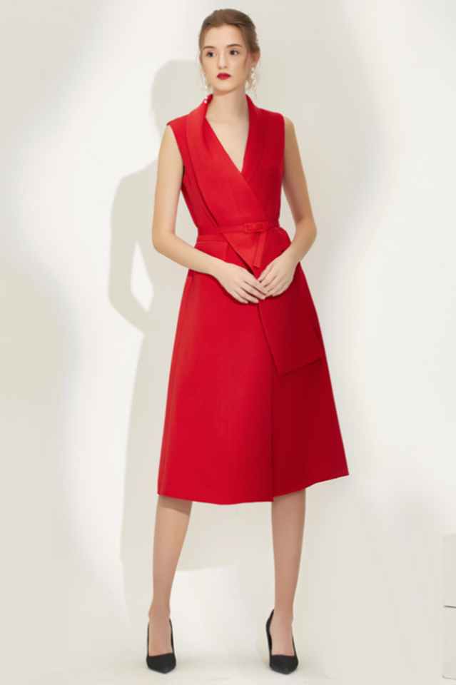 Sleeveless High Waist Patchwork Belt Dress | Dress In Beauty Sleeveless High Waist Patchwork Belt Dress | Dress In Beauty