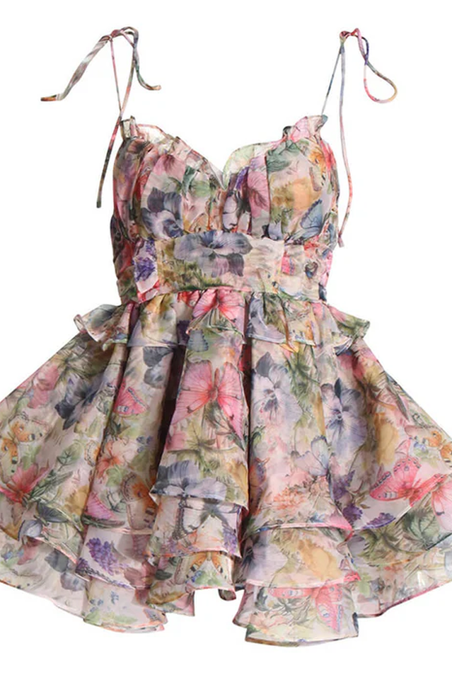 Fairy Butterfly Print Tiered Mini Sundress | Dress In Beauty Fairy Butterfly Print Tiered Mini Sundress | Dress In Beauty