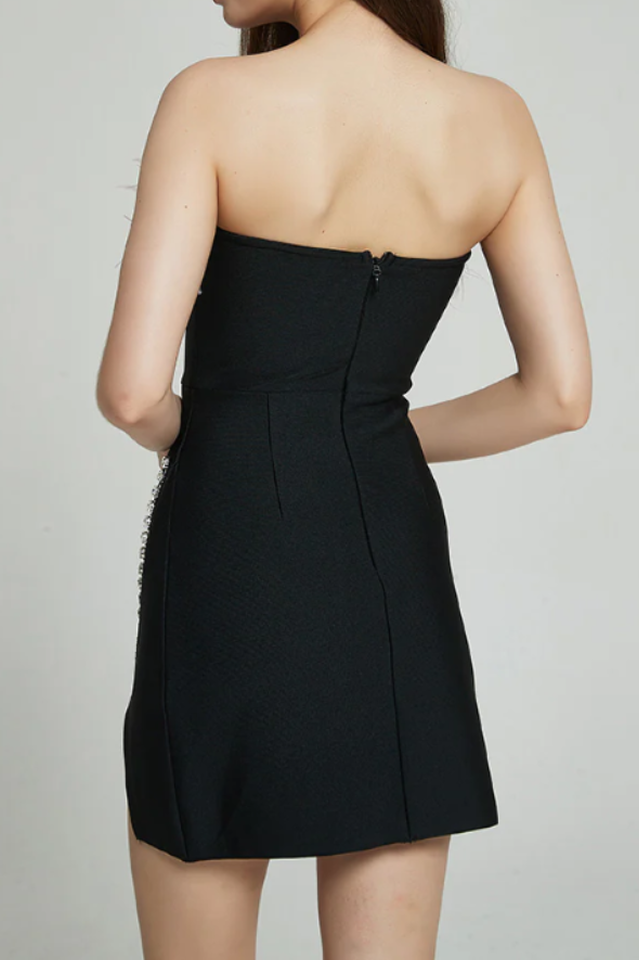 Feather Trimmed Pink Crepe Mini Dress | Dress In Beauty Feather Trimmed Pink Crepe Mini Dress | Dress In Beauty