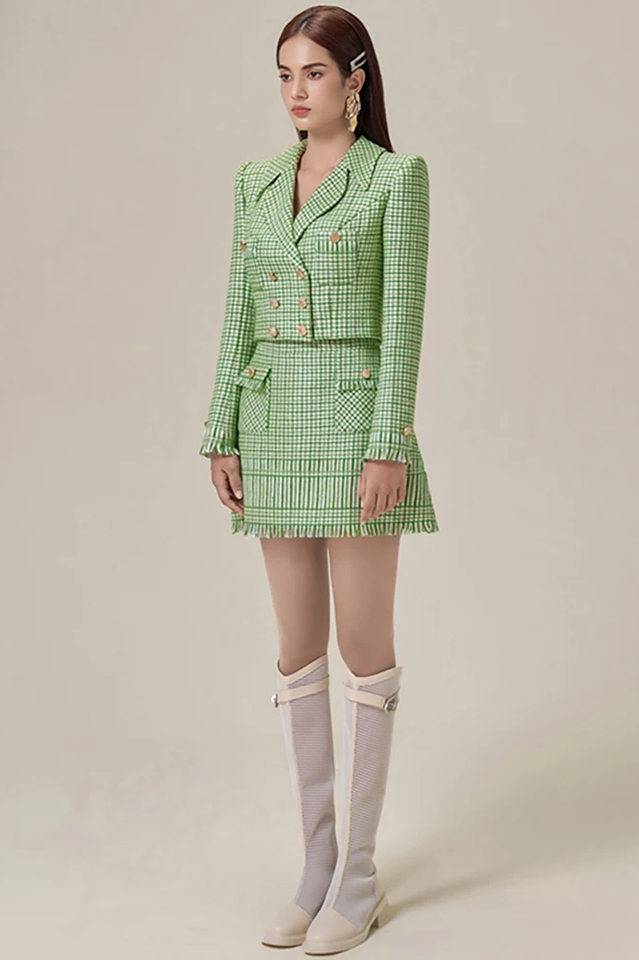 Textured Double Breasted Blazer & Skirt Set | Dress In Beauty Textured Double Breasted Blazer & Skirt Set | Dress In Beauty