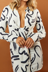 Abstract Print Satin Front Tie Mini Dress | Dress In Beauty Abstract Print Satin Front Tie Mini Dress | Dress In Beauty