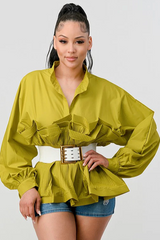 Athina Pleated Ruffle Waist Belt Blouse | Dress In Beauty Athina Pleated Ruffle Waist Belt Blouse | Dress In Beauty