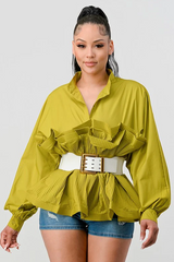 Athina Pleated Ruffle Waist Belt Blouse | Dress In Beauty Athina Pleated Ruffle Waist Belt Blouse | Dress In Beauty