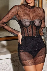 Adele Black Mesh Diamond Mini Dress | Dress In Beauty Adele Black Mesh Diamond Mini Dress | Dress In Beauty