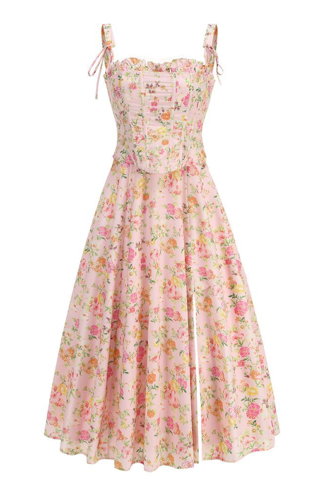 Clarabelle Pink Meadow Print Cotton Sundress | Dress In Beauty Clarabelle Pink Meadow Print Cotton Sundress | Dress In Beauty