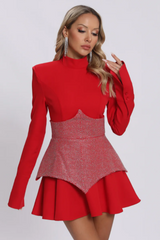 Keilani Red Long Sleeve Mini Dress | Dress In Beauty Keilani Red Long Sleeve Mini Dress | Dress In Beauty