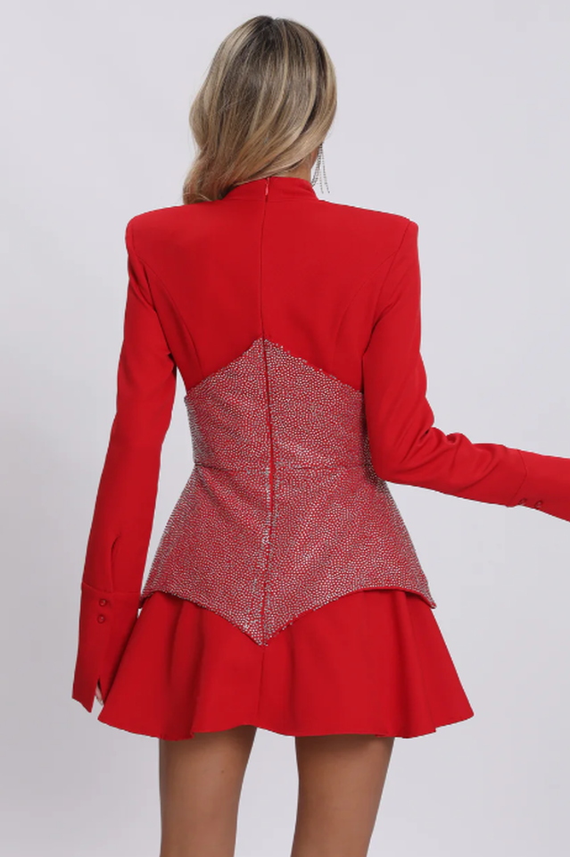 Keilani Red Long Sleeve Mini Dress | Dress In Beauty Keilani Red Long Sleeve Mini Dress | Dress In Beauty