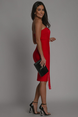 Strapless Sleeveless Tassels Midi Bandage Dress | Dress In Beauty Strapless Sleeveless Tassels Midi Bandage Dress | Dress In Beauty