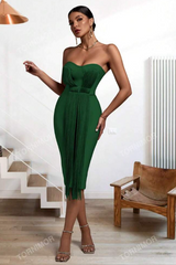 Strapless Sleeveless Tassels Midi Bandage Dress | Dress In Beauty Strapless Sleeveless Tassels Midi Bandage Dress | Dress In Beauty