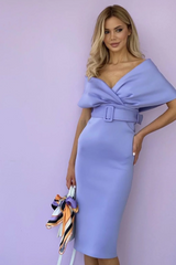 Off The Shoulder Belt Midi Dress | Dress In Beauty Off The Shoulder Belt Midi Dress | Dress In Beauty