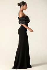 Presley Crepe Ruffle Shoulder Gown Dress | Dress In Beauty Presley Crepe Ruffle Shoulder Gown Dress | Dress In Beauty