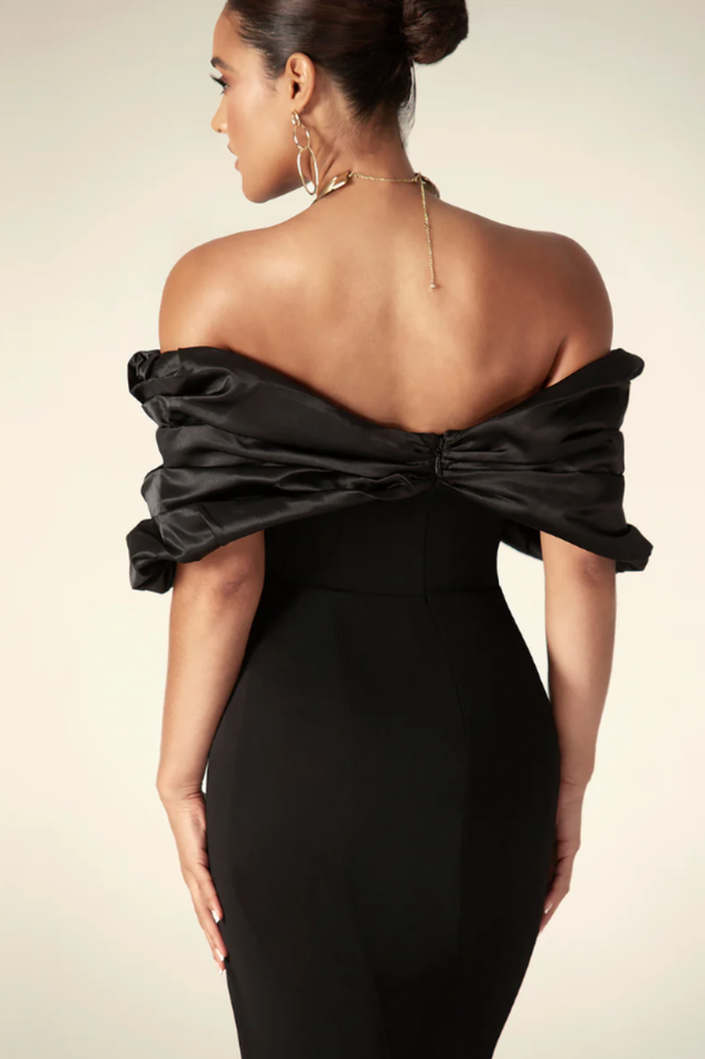 Presley Crepe Ruffle Shoulder Gown Dress | Dress In Beauty Presley Crepe Ruffle Shoulder Gown Dress | Dress In Beauty