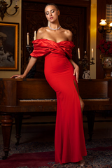 Presley Crepe Ruffle Shoulder Gown Dress | Dress In Beauty Presley Crepe Ruffle Shoulder Gown Dress | Dress In Beauty