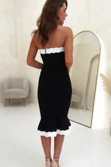 Wavy Trim Fishtail Bandage Midi Dress | Dress In Beauty Wavy Trim Fishtail Bandage Midi Dress | Dress In Beauty