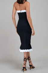 Wavy Trim Fishtail Bandage Midi Dress | Dress In Beauty Wavy Trim Fishtail Bandage Midi Dress | Dress In Beauty