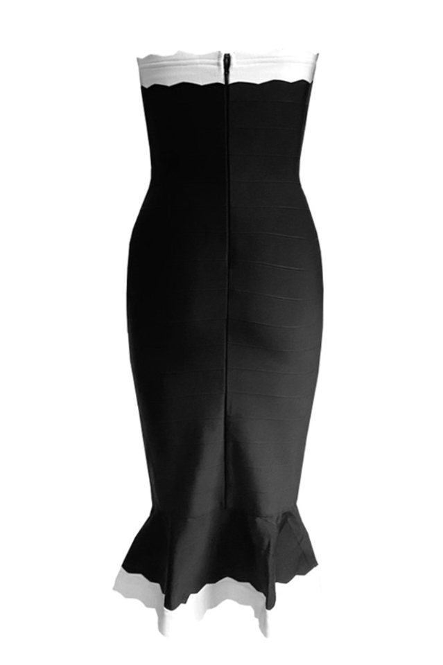 Wavy Trim Fishtail Bandage Midi Dress | Dress In Beauty Wavy Trim Fishtail Bandage Midi Dress | Dress In Beauty