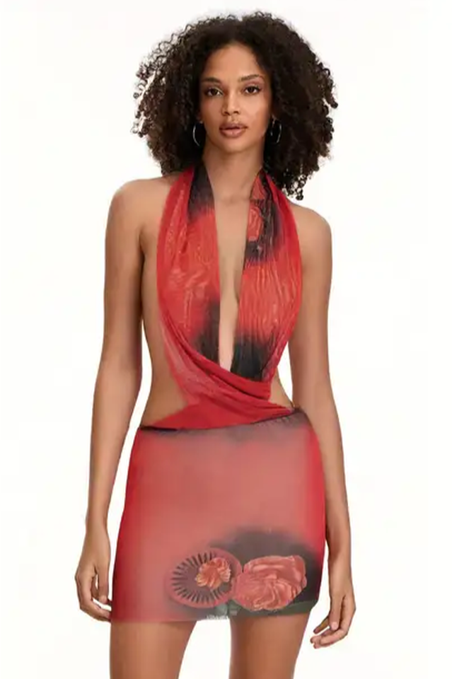 Backless Mesh Halter One Step Skirt | Dress In Beauty Backless Mesh Halter One Step Skirt | Dress In Beauty