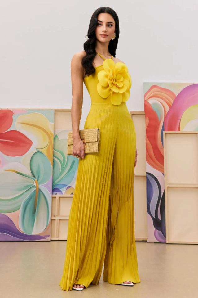 Jessica Flower Applique Pleated Jumpsuit | Dress In Beauty Jessica Flower Applique Pleated Jumpsuit | Dress In Beauty