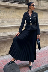 Florence Belted Blazer Pleated Skirt Set | Dress In Beauty Florence Belted Blazer Pleated Skirt Set | Dress In Beauty