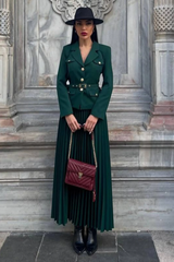 Florence Belted Blazer Pleated Skirt Set | Dress In Beauty Florence Belted Blazer Pleated Skirt Set | Dress In Beauty