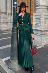Florence Belted Blazer Pleated Skirt Set | Dress In Beauty Florence Belted Blazer Pleated Skirt Set | Dress In Beauty