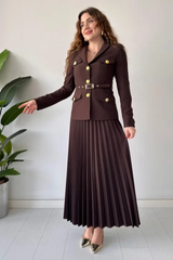 Florence Belted Blazer Pleated Skirt Set | Dress In Beauty Florence Belted Blazer Pleated Skirt Set | Dress In Beauty