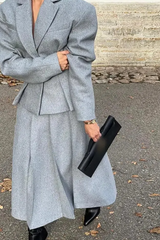 Georgia Lapel Blazer Midi Skirt Set Georgia Lapel Blazer Midi Skirt Set