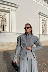 Georgia Lapel Blazer Midi Skirt Set Georgia Lapel Blazer Midi Skirt Set